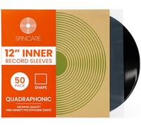 50x 12 Inch Anti Static Inner Vinyl Record Sleeves | Spincare Quadraphonic Square LP Protective Sleeve | Premium HDPE Anti-Static Album Protection | Archival HDPE Plastic Vinyl Record Storage Covers