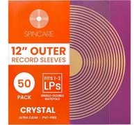 50x 12 Inch Standard Outer Vinyl Record Sleeves | Crystal Clear Covers for Single Double Albums & LPs | Acid-Free Protective Plastic Sleeves | Clean & Crisp Polypropylene
