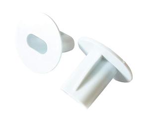50x 8mm White Twin/Double Shotgun Cable Entry Bushes/Grommets - Feed Through Wall/Brick Cover - Coaxial/Satellite Hole Tidy Plate Caps - CCTV/DVR