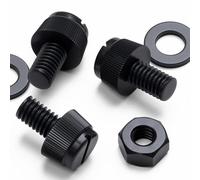 50x Black, Nylon Plastic, Thumbscrews, M6 x 10mm, knurled, Nuts, Washers & Bolts