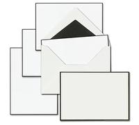 50x condolence card sets - DIN A6 single cards with lined envelopes C6 - both with handmade black border - cards without fold