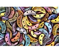 50x Czech Crescent Glass Beads 3x10mm Two Hole Matte Metallic Bronze Iris Unique Beading Supplies Jewellery Making Czech Republic