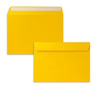 50x envelopes DIN C5 honey yellow (yellow) - 16.2 x 22.9 cm - self-adhesive - elegant envelopes for large invitations and cards for birthdays or weddings