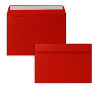 50x envelopes DIN C5 red - 16.2 x 22.9 cm - self-adhesive - elegant envelopes for large invitations and cards for birthdays or weddings