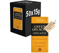 50x Green and Blacks Chocolate Butterscotch Miniature Chocolate Bar 50x15g - Individually wrrapped, Gifts for Women, party bag fillers for kids, dark Chocolate Gifts 750g