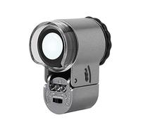 50X Jewellery Magnifier Microscope Loupe Mini ABS Magnifying Glasses with LED Illuminated and UV Detecting Lights Folding Pocket Magnifying Tool with Adjustable Focus for Jewelry Diamonds Gems Coins