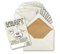 50x lined vintage envelopes DIN B6 125 x 176 mm natural white 90 g m² silk lining brown recycling wet glue pointed flap - UmWelt by GUSTAV NEUSER