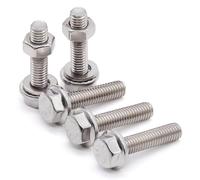 50x M8 x 25mm Flanged Hex Bolts With Hexagon Full Nuts DIN 934 and Flat Washers DIN 125, A2 Stainless Steel, Fully Threaded Set Screw, Flanged Hexagon Head Bolt, DIN 6921,