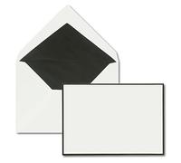 50x Mourning envelopes DIN C6-11.4 x 16.2 cm - Envelopes for mourning cards and condolences with handmade black mourning border and black silk lining