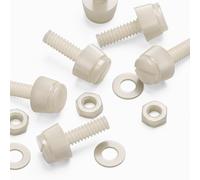 50x Natural, Nylon Plastic, Thumbscrews, M3 x 10mm, knurled, Nuts, Washers & Bolts