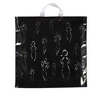 50x NEW BLACK SILHOUETTES SEE THROUGH FLEXI-LOOP PLASTIC CARRIER LUXURY SHOPPING PARTY BAGS