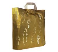 50x NEW GOLD SILHOUETTES SEE THROUGH FLEXI-LOOP PLASTIC CARRIER LUXURY SHOPPING PARTY BAGS