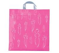 50x NEW PINK SILHOUETTES SEE THROUGH FLEXI-LOOP PLASTIC CARRIER LUXURY SHOPPING PARTY BAGS