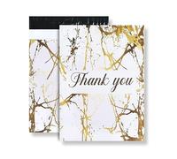 50x Poly Mailer Bag Mailing Postal Bags Gifts Shipping Wrapping Design Pattern Designer Envelope for Parcel Mail 25x33CM (10x13 Inch) - White Gold Thank You