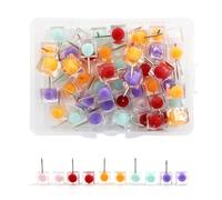 50X Practical Mixed Color Thumb Nails Map Tacks Square Push Pins Steel Pushpin for Photos Bulletin Cork Boards Sewing Colorful Push Pins Thumb Decorative for Cork Boards Photos Calendar and Home Craft