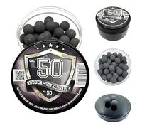 50x Premium Quality Hard Mix Rubber Steel Balls 2.7 Grams Heavy Reusable Projectiles Paintballs Reballs Powerballs for Training Home and Self Defense Pistols in 50 Caliber