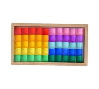 50x Rainbow Acrylic Cube Blocks Wooden Gift for Boys Girls Building