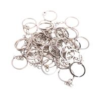 50x Split for with Chain Jump Stainless Steel Keychain Portable Brief Hoop Metal Loop Craft Making Jew Chains Women Car Keys Cute