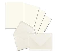 50x stationery sets DIN A5 with C6 envelopes - natural white - wet glue (white) - matt writing paper with envelopes -