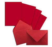 50x stationery sets DIN A5 with C6 envelopes - rose red - wet glue (red) - matt writing paper with envelopes -