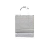 50x white paper gift bags with twisted handles, 18 cm x 22 cm x 8 cm paper bags