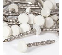 50x White Poly Top Cladding Pins/Nails - UPVC/Fascia/Soffit Roof Plastic Cap Polytop
