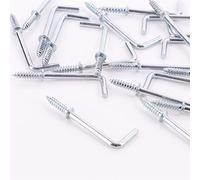 50x Zinc Plated Shouldered Dresser Cup Hooks - Square L Shaped Screw in Hooks