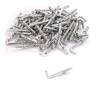 50x Zinc Plated Shouldered Dresser Cup Hooks - Square Screw in L Shape Hangers