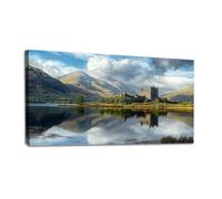 50x100 cm Large Wall Art Kilchurn Castle Ruins Loch Awe Scotland Painting Picture Print on Canvas Wall Art for Bedroom Living Room Modern Home Wall Decor Framed Artwork
