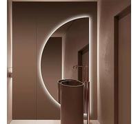 50x100CM Half Moon LED Vanity Mirror - Dimmable Anti-Fog Wall Mirror with 3 Light Colors for Home Decor Entryways & Bathrooms - Left Cut Size 40x80CM / 32x16IN