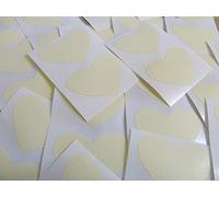 50x37mm Cream Beige Heart Shaped Labels, 40 Self-Adhesive Colour Code Stickers, Sticky Hearts for Craft and Decoration