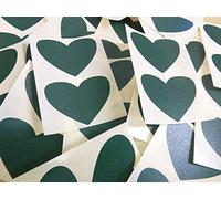 50x37mm Dark Green Heart Shaped Labels, 40 Self-Adhesive Colour Code Stickers, Sticky Hearts for Craft and Decoration