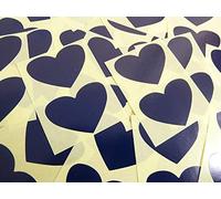 50x37mm Dark Navy Blue Heart Shaped Labels, 40 Self-Adhesive Colour Code Stickers, Sticky Hearts for Craft and Decoration