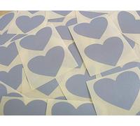 50x37mm Grey Heart Shaped Labels, 40 Self-Adhesive Colour Code Stickers, Sticky Hearts for Craft and Decoration