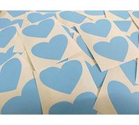 50x37mm Light Blue Heart Shaped Labels, 40 Self-Adhesive Colour Code Stickers, Sticky Hearts for Craft and Decoration