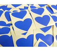 50x37mm Royal Blue Heart Shaped Labels, 40 Self-Adhesive Colour Code Stickers, Sticky Hearts for Craft and Decoration