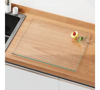 50x40cm Tempered Glass Chopping Board Worktop Saver with Non-Slip Foot Pads, Clear