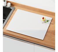 50x40cm Tempered Glass Chopping Board Worktop Saver with Non-Slip Foot Pads, White