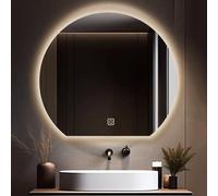 50x45cm,60x54cm,70x63cm,80x72cm,90x81cm Lighted Mirror, LED Bathroom Mirror, Semi-circular Wall Mirror, 3-colour Infinitely Dimmable, Memory Function, 3 Hanging Methods ( Color : Down cut-A , Size : 5