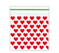50X50mm, Ziplock Bags, baggies, 2X2 Inch, Mini Plastic Bags (Red Heart)