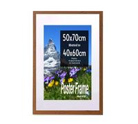 50x70 cm Frame with 40x60 cm Mount Walnut - HD Aclyric Front - Photo Print Poster Frame Both Ways Wall Hanging Hooks - Display Pictures With White Boarder
