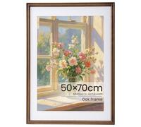 50x70 CM Photo Frame, 50x70 CM Large Poster Frame Walnut Wood Picture Frames Matted for 41×58.4 CM Picture Frames with Premium Tempered Glass. Hang Portrait or Landscape for Wall Gallery Decor Art
