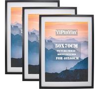 50x70cm Black Boxed Picture Frames Set of 3 with Mounts for 40x60cm,50x70 Picture Frame with Acid Free mount for Home,Bedroom Living Room,Office & Hotel Decor