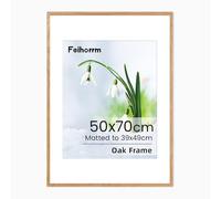 50x70cm Frame Poster Frame 50cm x 70cm Picture Frames Large Solid Oak Wood 50cm x 70cm with Mat for 39x49 cm Picture Frames Hang Portrait or Landscape for Wall Gallery Decor Art with Tempered Glass