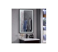 50x70cm Rectangular LED Bathroom Mirror with Anti-Fog & Touch Control in Black | Size: 50x70 cm The hot sale Black 50x70 cm