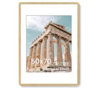 50x70cm Solid Oak Wood Picture Frame with Round Corner & HD Tempered Glass | Picture Frame with mat for 40x50cm, Hanging Hardware Included, for Wall & Tabletop