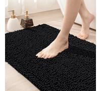 (50x80 cm, Black) Chenille Bathroom Rug Mat Dog Doormats Absorbent Non Slip Bath Shower Mats UK