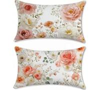 50x80 cm Cushion Covers White Pillow Cases 2 Pack Pink Sofa Cushion Covers Linen Pillowcases, Decorative Pillows, Rectangle Throw Pillow, Cushions for Sofa, for Couch Bed Livingroom Bedroom, m-12