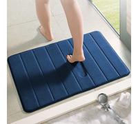 (50x80 cm, Navy/Blue Bath Mat) Memory Foam Bath Mat Non Slip Bathroom Shower Rug