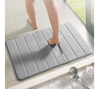 (50x80 cm, Silver Bath Mat) Memory Foam Bath Mat Non Slip Bathroom Shower Rug